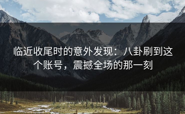 临近收尾时的意外发现：八卦刷到这个账号，震撼全场的那一刻