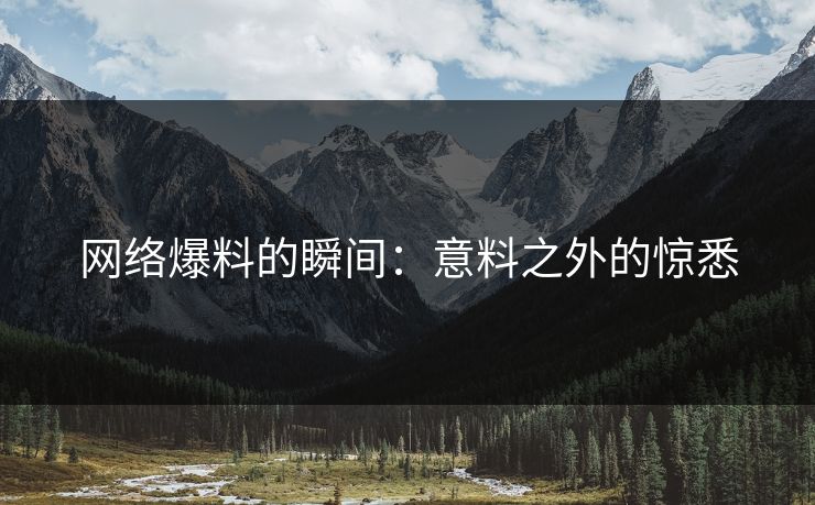 网络爆料的瞬间：意料之外的惊悉