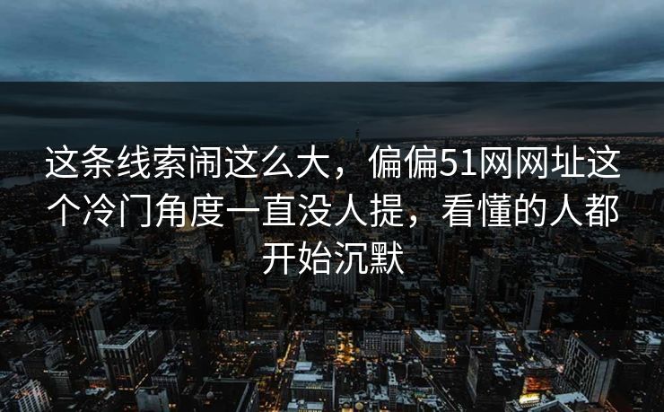 这条线索闹这么大，偏偏51网网址这个冷门角度一直没人提，看懂的人都开始沉默