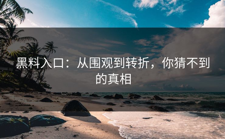 黑料入口:从围观到转折,你猜不到的真相 黑料入口:从围观到转折,你猜不到的真相